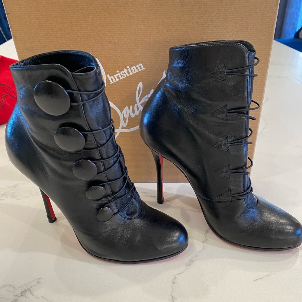 Christian Louboutin leather stiletto heel booties **Authentic**